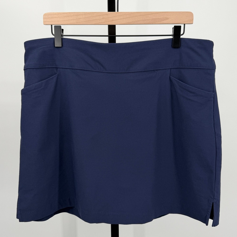 Womens Navy Golf Tennis Skort XL Pull On Pockets Built In Shorts Side Slits